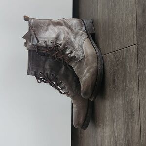 Frye Veronica taupe combat boots